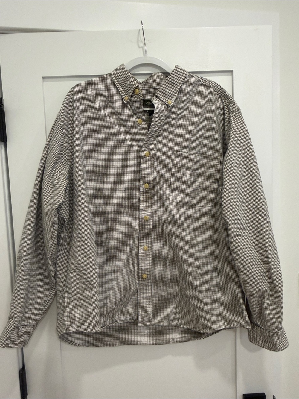 Eddie Bauer Men’s XL Vintage Gingham Button-Up Shirt 100% Cotton XL